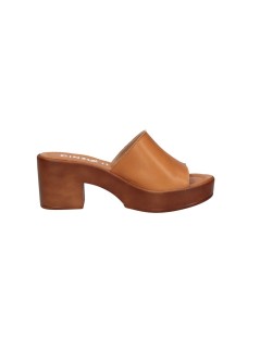 Cinzia Soft Ciabatta Fascia Zeppa Tacco Pelle Tuffato Cuoio