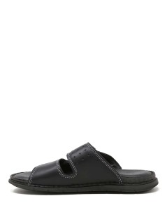 Valleverde Ciabatta Uomo 2 Velcro Tutto Pelle Nero