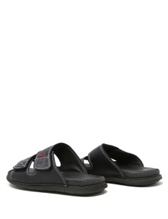 Valleverde Ciabatta Uomo 2 Velcro Tutto Pelle Nero