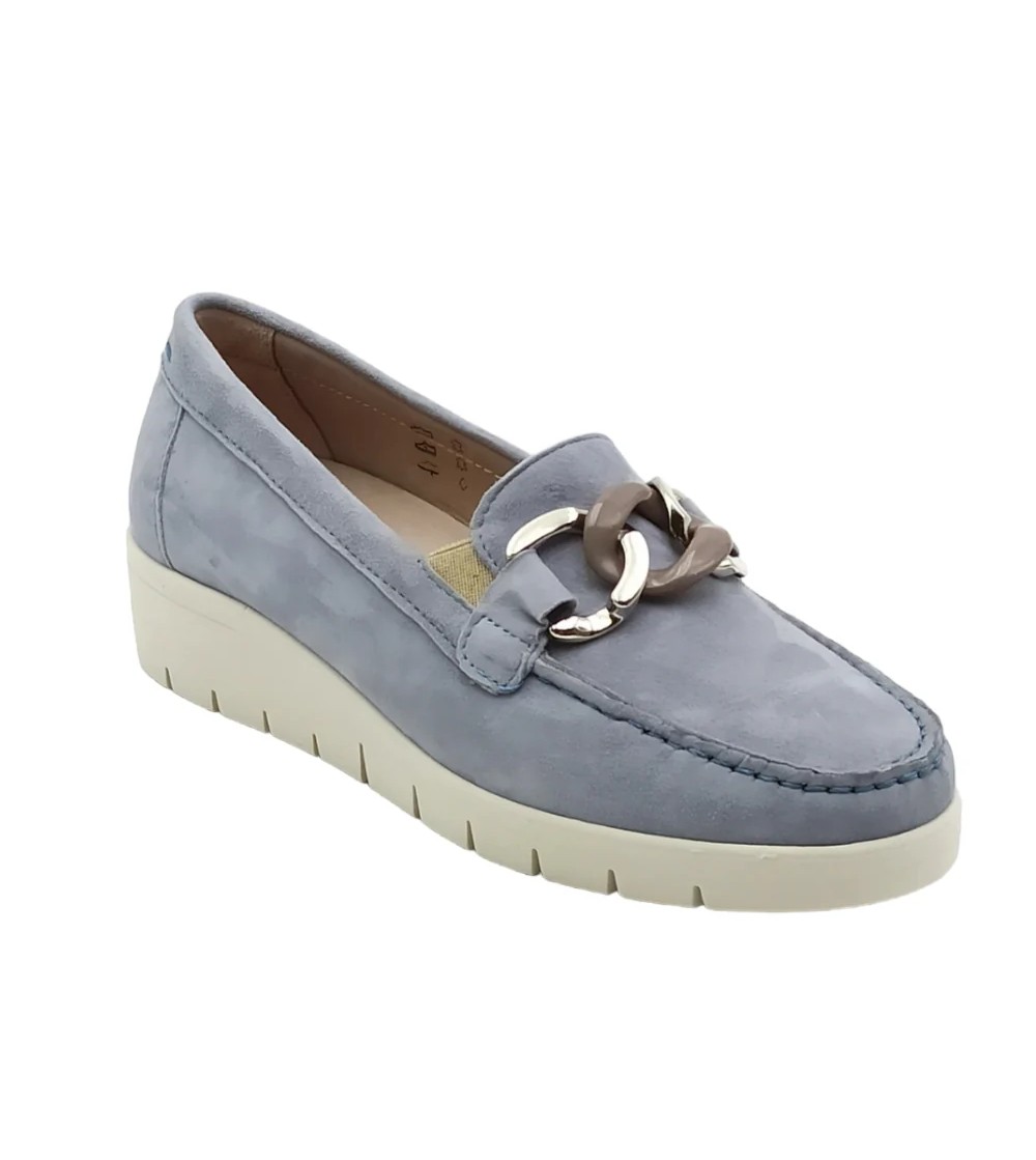 Grunland Mocassino Zeppa con Accessorio Camoscio Jeans