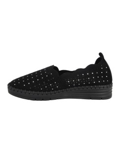 Grunland Slipon Traforato con Strass Alcantara Nero