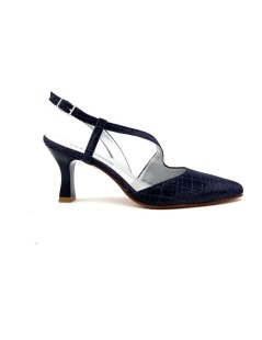 Vernissage Slingback Tacco Trasversale Punta Glitter Blu Notte