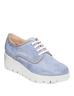 Callaghan Amal Stringate Zeppa Alta Profili Strass Camoscio  Cielo