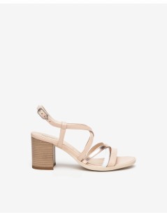 Nero Giardini Sandalo Tacco Medio Fascette Pelle Cipria Bianco