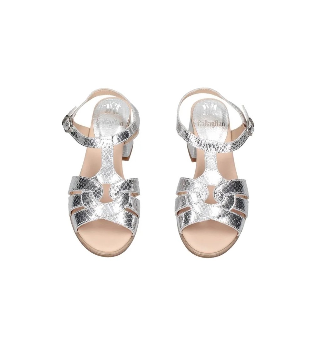 Callaghan KIBOW Sandalo Tacco Medio T Bar Argento