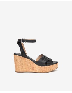 Nero Giardini Sandalo Zeppa Sughero Braccialetto Pelle Nero