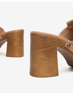 Nero Giardini Ciabatta Sabot Mule Tacco Frangia Cuoio