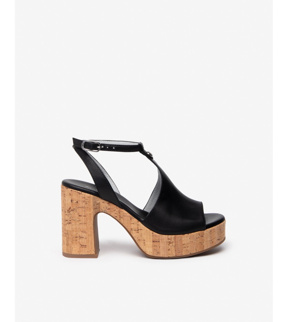 Nero Giardini Sandalo Zeppatacco Sughero Braccialetto Pelle Nero