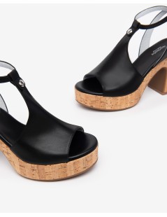 Nero Giardini Sandalo Zeppatacco Sughero Braccialetto Pelle Nero