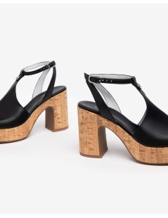 Nero Giardini Sandalo Zeppatacco Sughero Braccialetto Pelle Nero