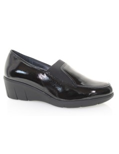 Soffice Sogno Mocassino Zeppa Accollato Elastico Nero