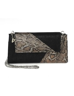 Valleverde Pochette Busta Camoscio Stampa Python Oro Nero