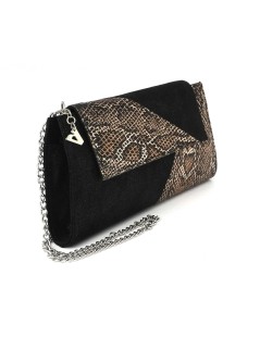Valleverde Pochette Busta Camoscio Stampa Python Oro Nero