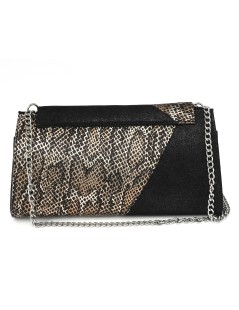 Valleverde Pochette Busta Camoscio Stampa Python Oro Nero