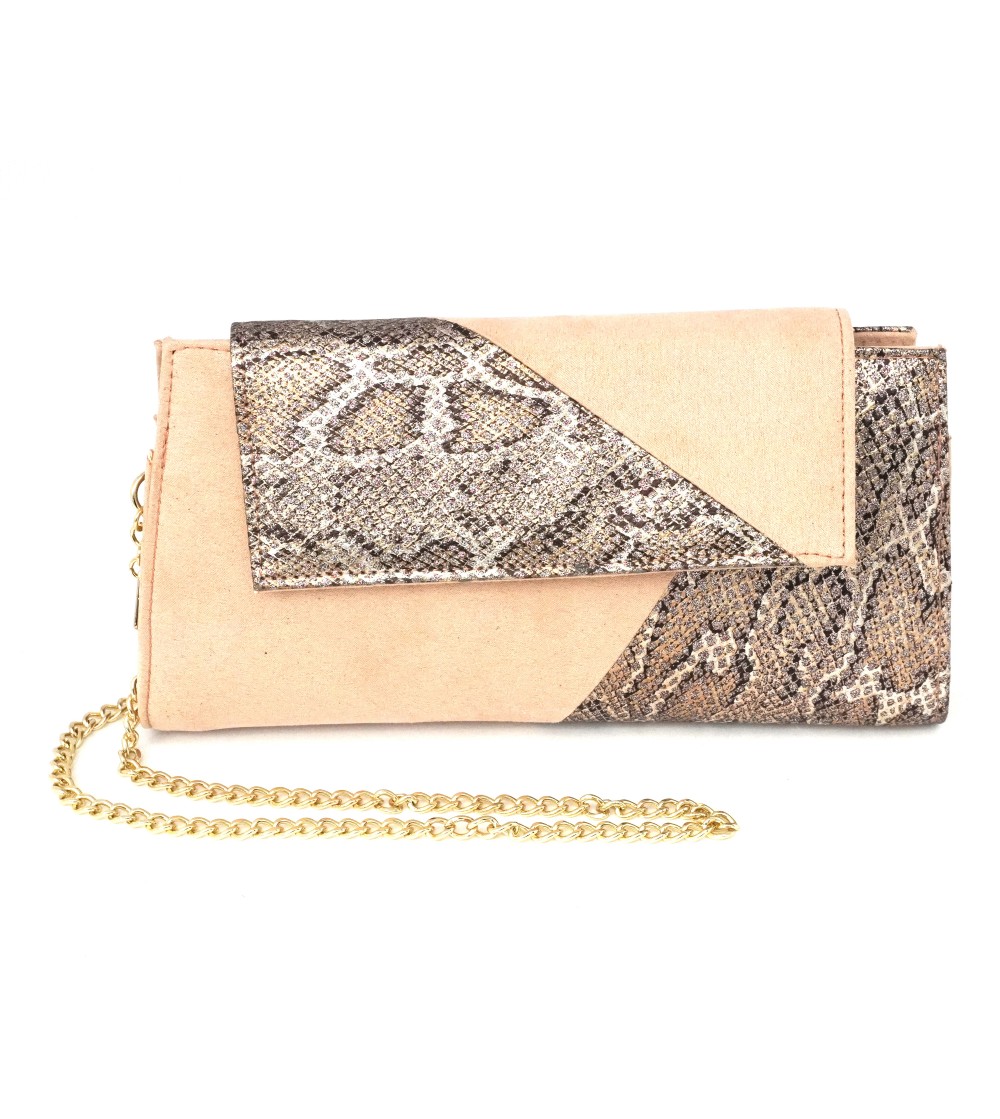 Valleverde Pochette Busta Camoscio Stampa Python Cipria