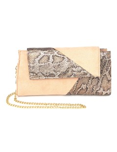 Valleverde Pochette Busta Camoscio Stampa Python Cipria