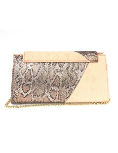 Valleverde Pochette Busta Camoscio Stampa Python Cipria
