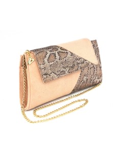 Valleverde Pochette Busta Camoscio Stampa Python Cipria