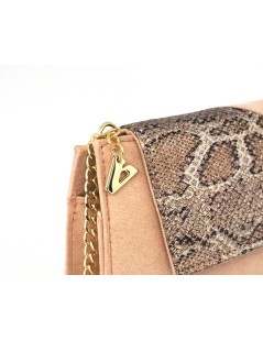 Valleverde Pochette Busta Camoscio Stampa Python Cipria