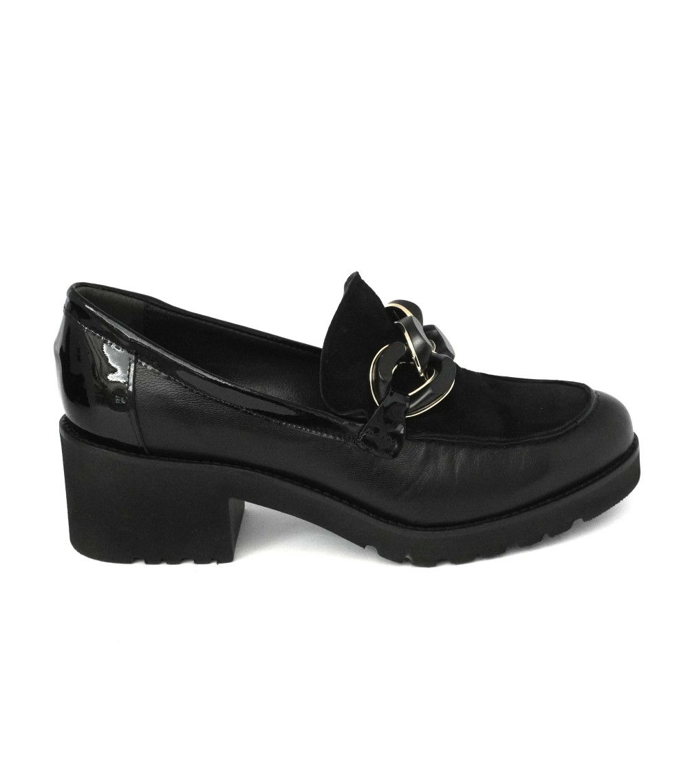 Daniela Rossi Mocassino Tacco Medio Accessorio Nappa Camoscio Nero