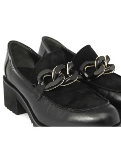 Daniela Rossi Mocassino Tacco Medio Accessorio Nappa Camoscio Nero