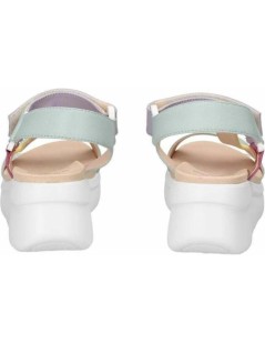 Callaghan Sandalo Sport Llana Zeppa Pelle Multicolor Acqua Limone