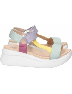 Callaghan Sandalo Sport Llana Zeppa Pelle Multicolor Acqua Limone