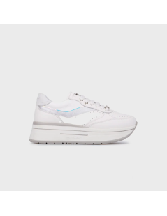 Janet & Janet Sneakers Platform Inserti Laminato Pelle Bianco Argento