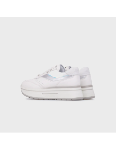 Janet & Janet Sneakers Platform Inserti Laminato Pelle Bianco Argento