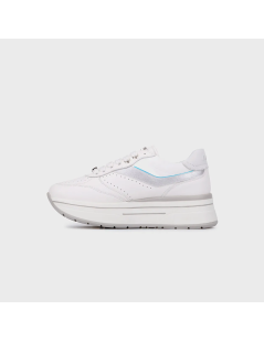 Janet & Janet Sneakers Platform Inserti Laminato Pelle Bianco Argento