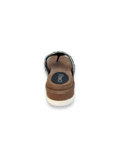 Cinzia Soft Ciabatta Zeppa Infradito Etnico Gioiello Nero