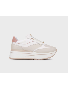 Janet & Janet Sneakers Platform Inserti Laminato Pelle Latte Rosa