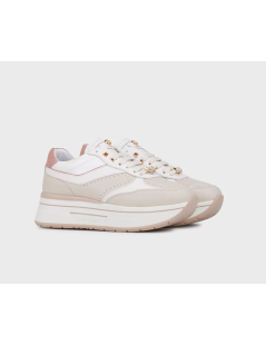 Janet & Janet Sneakers Platform Inserti Laminato Pelle Latte Rosa