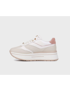 Janet & Janet Sneakers Platform Inserti Laminato Pelle Latte Rosa