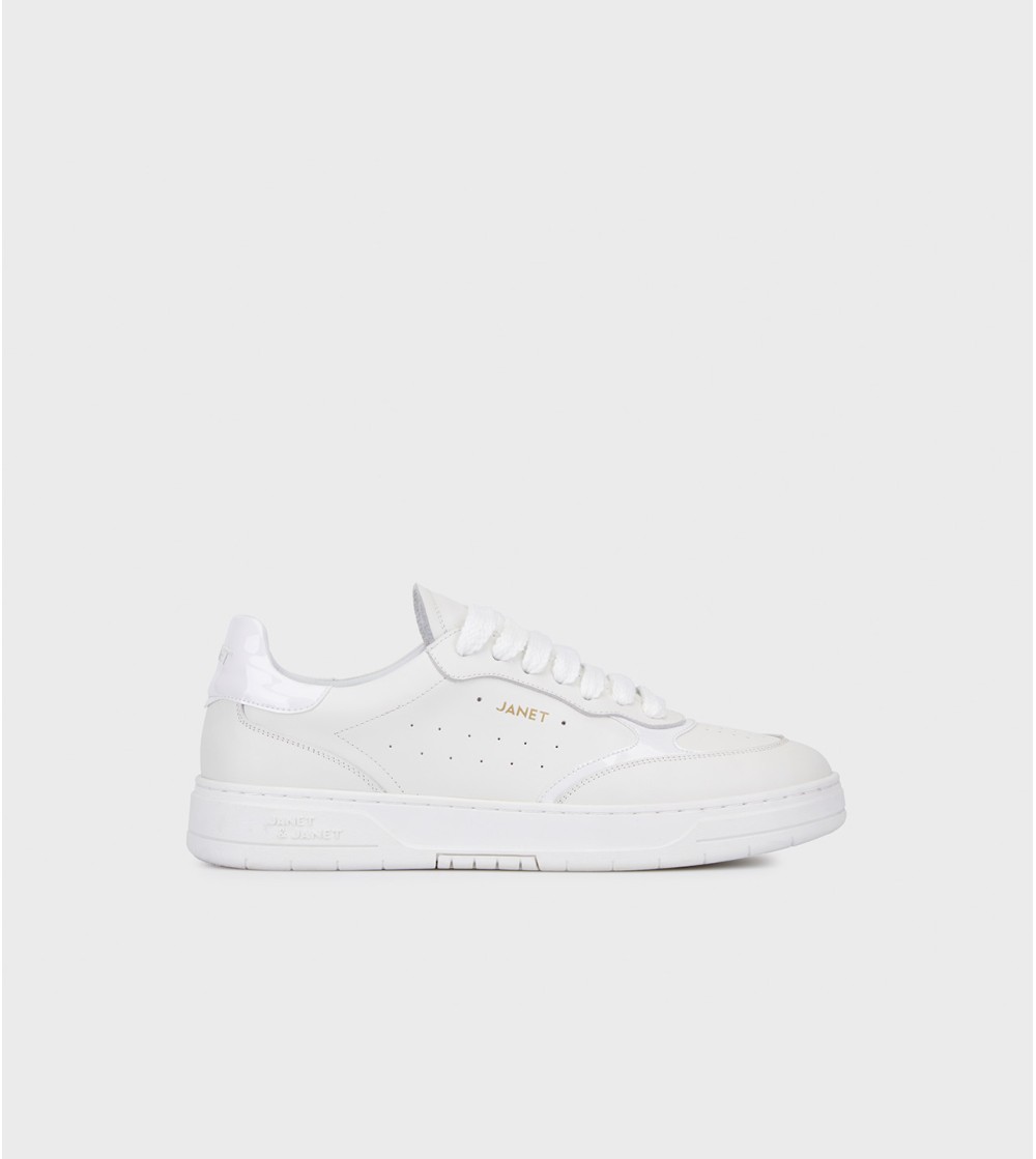 Janet & Janet Sneakers Cassetta Impunture Pelle Bianco