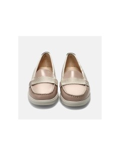 Cinzia Soft Mocassino Zeppa Media Morsetto Pelle Tejus Beige
