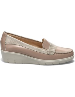 Cinzia Soft Mocassino Zeppa Media Morsetto Pelle Tejus Beige