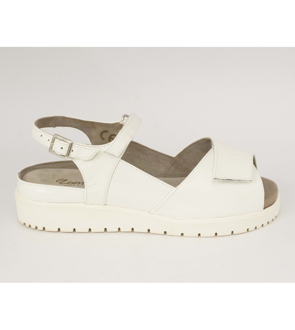 F.lli Tomasi Sandalo Plantare Estraibile Velcro Vernice Bianco