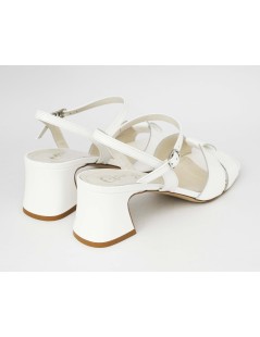 Elata Sandao Tacco Medio Fascia Fiocco Vernice Lux Bianco