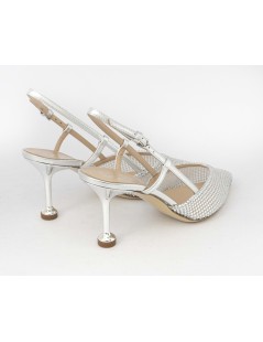 Ninalilou Slingback Carol 75 Rete Strass Nappa Argento