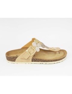 Goldstar Ciabatta Infradito Regolabile Petali Glitter Pelle Sabbia