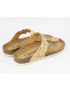 Goldstar Ciabatta Infradito Regolabile Petali Glitter Pelle Sabbia