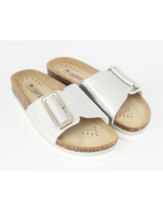 Goldstar Ciabatta Zeppa Media Monofascia Fibbia Argento