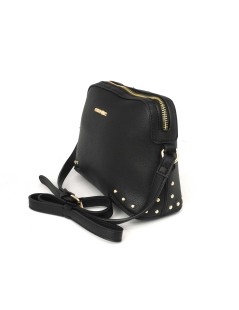 CAFèNOIR Tracolla Borchie con Zip e Logo Centrale Nero