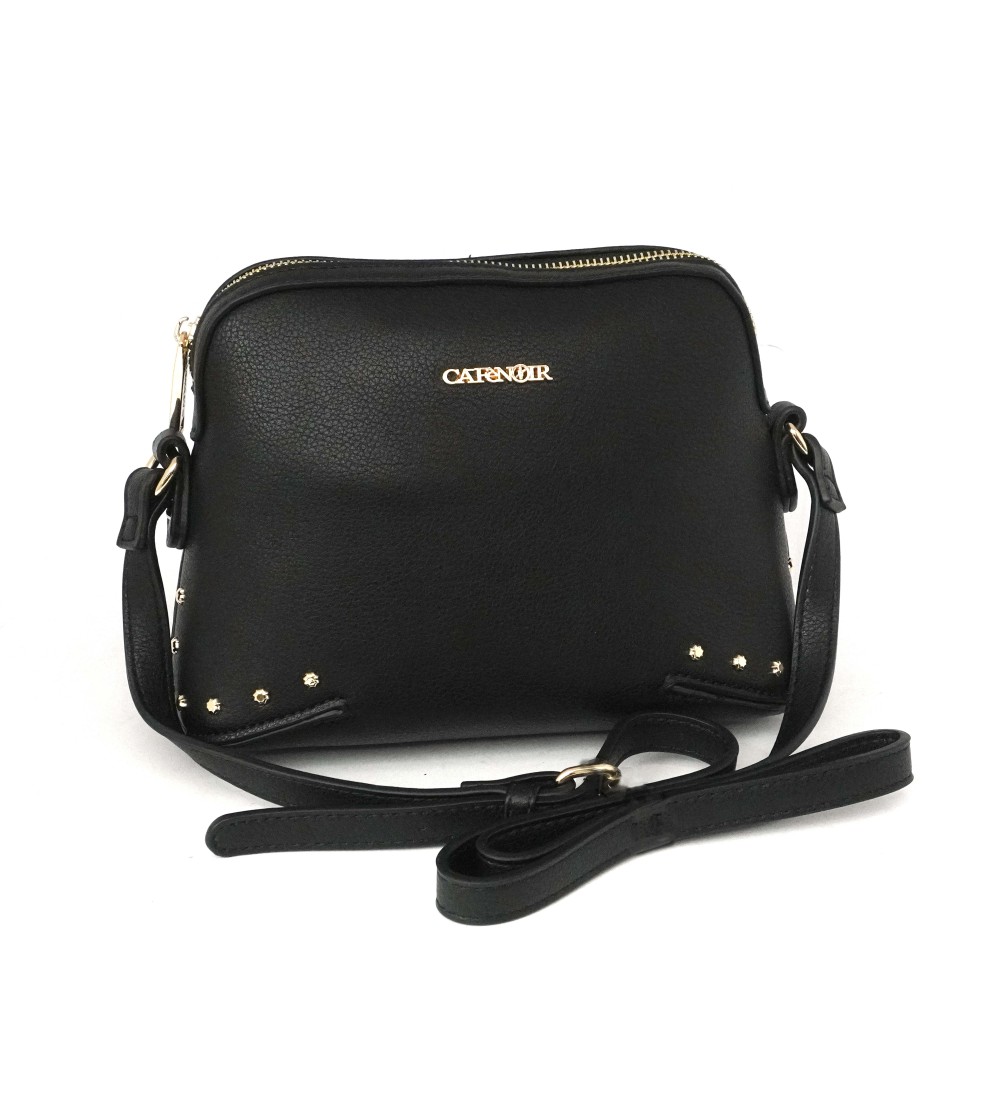 CAFèNOIR Tracolla Borchie con Zip e Logo Centrale Nero
