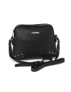 CAFèNOIR Tracolla Borchie con Zip e Logo Centrale Nero