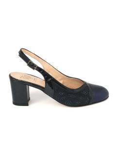 Confort Slingback Classic Strass Camoscio Vernice Blu Notte