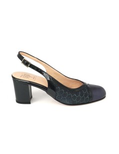 Confort Slingback Classic Tacco Medio Camoscio Vernice Blu