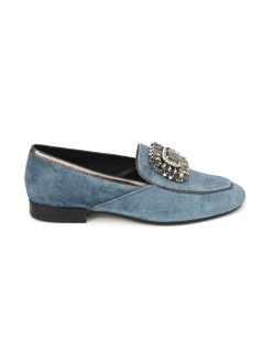 Hego's Mocassino Basso Vaschetta Gioiello Velluto Ardesia