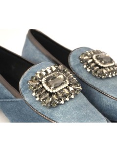 Hego's Mocassino Basso Vaschetta Gioiello Velluto Ardesia